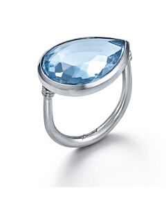 Baccarat RING PEAR LARGE SIZE SILVER LIGHT BLUE CRYSTAL