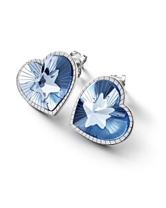 Baccarat Sterling Silver, Blue Crystal Heart Earrings 2812859