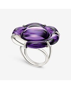 Baccarat Sterling Silver, Purple Crystal Flower Statement Ring 2803649