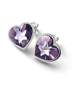 Baccarat Sterling Silver, Purple Crystal Heart Earrings 2812861