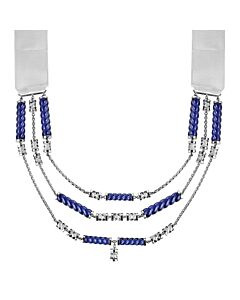 Baccarat Sterling Silver with Midnight blue and mist grey crystals. This beautiful 3 Strand necklace can be worn short or long