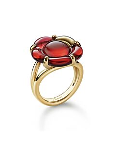 Baccarat Women's B Flower Vermeil Red Crystal Ring 2807657