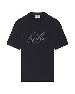 Balenciaga Black Bebe Logo Stretch Cotton T-Shirt