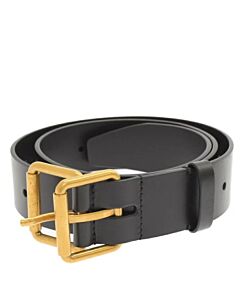Balenciaga Black Leather Roller Large Double Buckle Belt