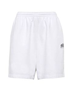 Balenciaga Cities Paris White Cotton Sweat Shorts, Size Medium