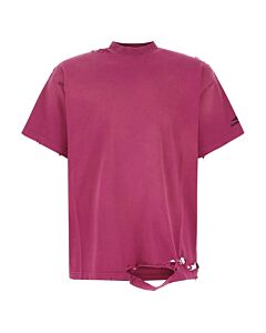 Balenciaga Dark Fuschia 3B Sports Icon Repaired Distressed T-Shirt