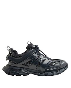 Balenciaga Dark Grey Metallic Faux-Leather Track Low-Top Sneakers