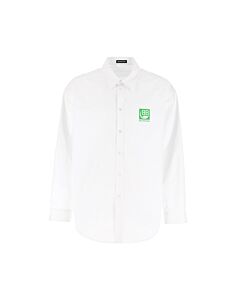 Balenciaga  Green Logo Print Poplin Shirt