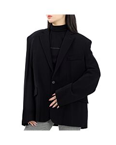 Balenciaga Ladies Black Black Single Breasted Jacket