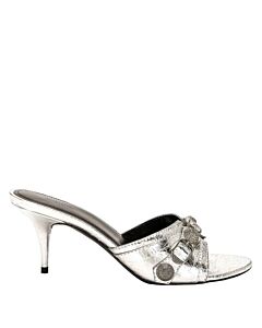 Balenciaga Ladies Silver Metallized Cagole 70 Sandals, Brand Size 37 ( US Size 7 )