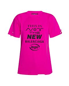 Balenciaga Lipstick Pink Distressed Small Fit Graphic T-Shirt