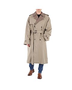 Balenciaga Men's Beige/Brown Reversible Trench Coat, Brand Size 3 (Large)