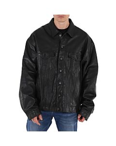 Balenciaga Men's Black Denim Style Jacket, Size Small