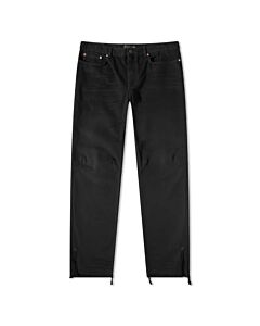 Balenciaga Men's Matte Black Frayed Edge Fitted Denim Jeans
