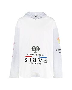 Balenciaga Mix Of White Graphic Upside Down Oversize Embroidered Hoodie