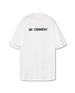 Balenciaga Off White Cotton No Comment Print T-Shirt