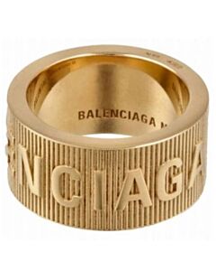 Balenciaga Shiny Gold Sterling Silver Force Striped Ring