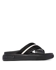 Bally Black Jake-T Stripe Slide Sandals