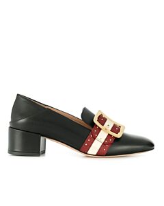 Bally Ladies Janelle Black Leather Block-heel Loafers