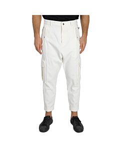 Balmain Men's White  Mid-Rise Tapered Cargo Pants