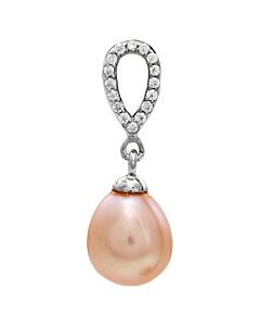 Bella Pearl Sterling Silver Pink Drop Pearl Earring and Necklace Set NESR-36PI