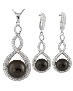 Bella Pearl Sterling Silver Spiral Twist Pendant and Earring Set