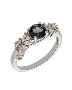 Bertha Juliet Collection Women's 18k White Gold Plated Black Cluster Fashion Ring