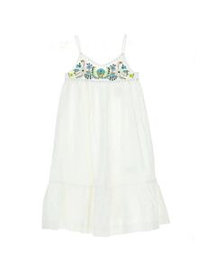 Bonpoint Girls Blanc Lait Anya Floral-Embroidered Cotton Dress