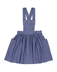 Bonpoint Girls Blue Amelie Pinafore Twill Dress