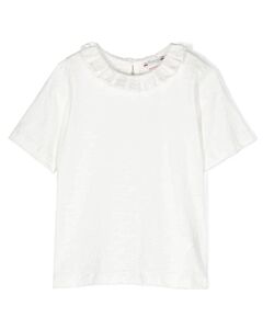 Bonpoint Girls Ecru Clea Box-Pleat Cotton T-Shirt
