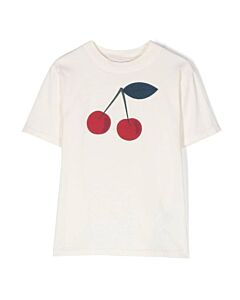 Bonpoint Girls Upb Blanc Lait Cherry Print Thida T-Shirt, Size 10A