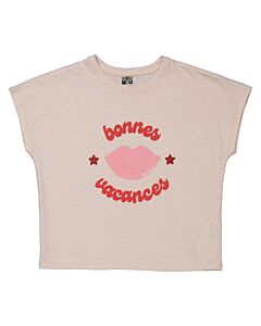 Bonton Girls Eau De Rose Lips Logo Print T-shirt