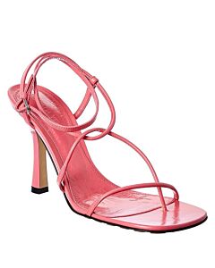 Bottega Veneta Ladies Pink Square Toe Heel Sandal
