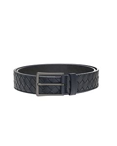 Bottega Veneta Men's Navy Woven Leather Belt,