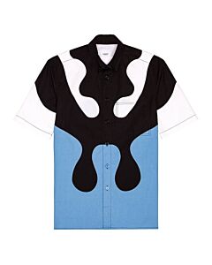 Burberry Abstract Print Short-Sleeve Shirt In Blue Topaz