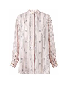 Burberry Alabaster Pink Mindy Monogram Stripe Shirt, Brand Size 10 (US Size 8)
