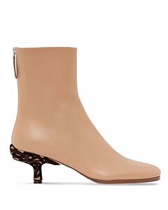 Burberry Beige Jamila Monogram Heel Detail Boots, Brand Size 36 ( US Size 6 )
