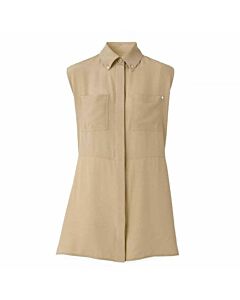 Burberry Billie Silk Crepe Draped Panel Sleevless Shirt In Soft Fawn