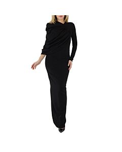 Burberry Black Asymmetric Draped Maxi Gown, Brand Size 4 (US Size 2)