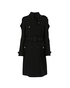 Burberry Black Cashmere Wool Blend Panel Detail Trench Coat, Brand Size 6 (US Size 4)