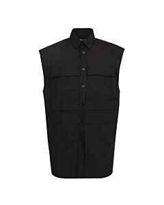 Burberry Black Cotton Poplin Panel Detail Sleeveles Shirt