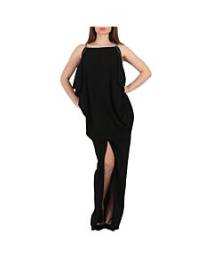 Burberry Black Crystal And Chain Detail Stretch Jersey Sleeveless Gown