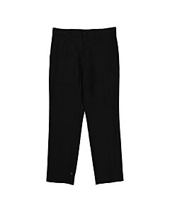 Burberry Black Dover Wool Linen Cropped Tailored Trousers