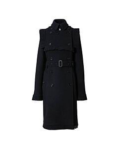 Burberry Black Fringed Cashmere-Blend Trench Coat