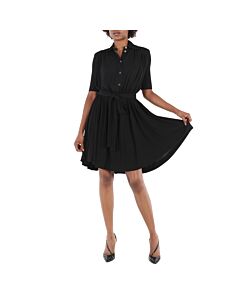 Burberry Black Jersey Gathered Short-sleeve Dress