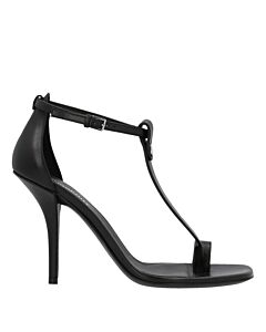 Burberry Black Leather Stefanie T-Strap Stiletto Sandals