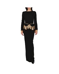 Burberry Black Long-sleeve Chain Detail Gown