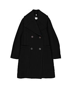 Burberry Black Oversize Notch Collar Double-breasted Pea Coat