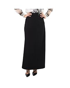 Burberry Black Skirt Panel Wool Wide Leg Trousers