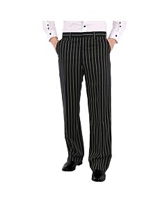 Burberry Black Stretch Wool Pinstriped Wide-leg Tailored Trousers
